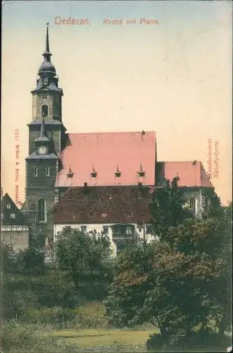 Ansichtskarte Oederan Kirche, Seitenschiff - handcolorierte AK 1908