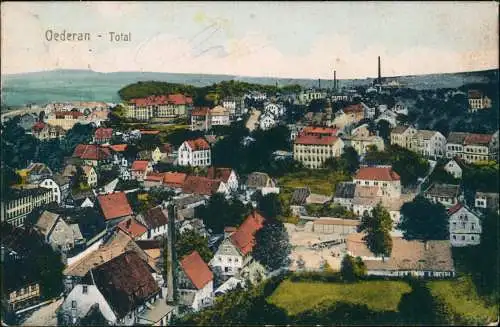 Ansichtskarte Oederan Blick über die Stadt - colorierte AK 1919