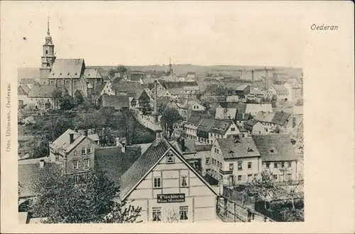 Ansichtskarte Oederan Stadtpartie, Tischlerei Meinshausen 1907