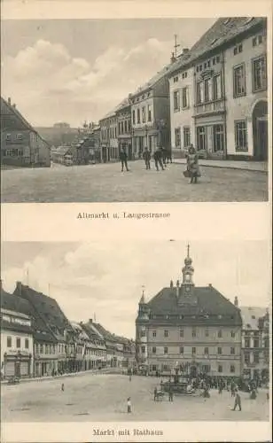 Ansichtskarte Oederan 2 Bild Altmarkt u. Laugestrasse, Markt 1914