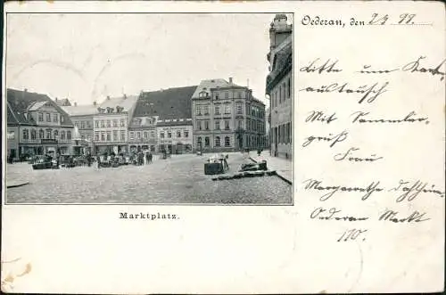 Ansichtskarte Oederan Markt, Markttreiben 1899