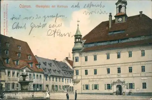 Ansichtskarte Oederan Marktplatz, handcolorierte AK 1909