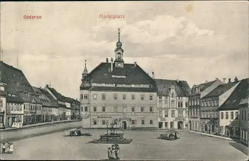 Ansichtskarte Oederan Marktplatz 1915  gel. Feldpoststempel