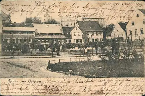 Ansichtskarte Oederan Menschenansammlung an der Straße 1905