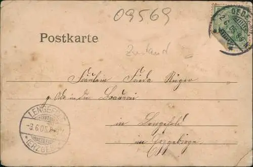 Ansichtskarte Oederan Menschenansammlung an der Straße 1905