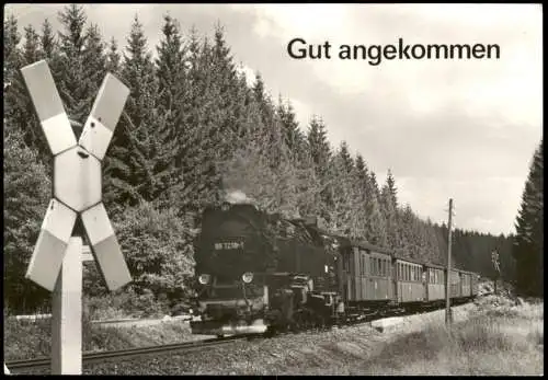 Ansichtskarte  Gut angekommen, Eisenbahn Dampflokomotive 1984