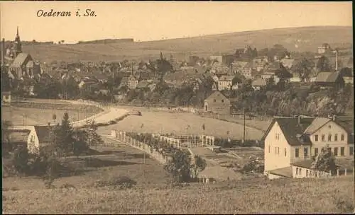 Ansichtskarte Oederan Villa, Straße, Stadt - coloriert 1920