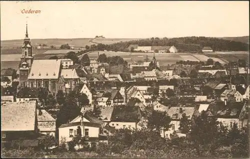 Ansichtskarte Oederan Blick auf die Stadt 1912/1915