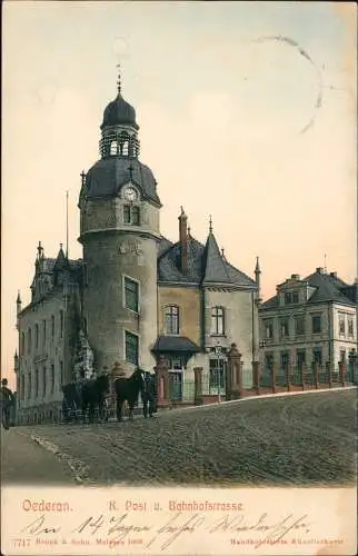 Ansichtskarte Oederan Bahnhofstraße Kaiserl. Post. Kutsche 1907