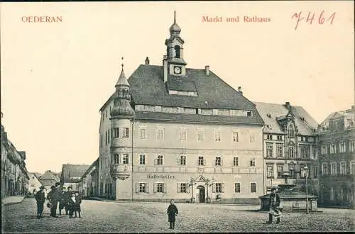 Ansichtskarte Oederan Marktplatz, Kindergruppe 1906