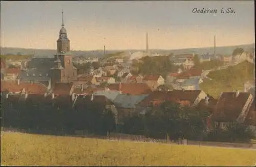 Ansichtskarte Oederan Stadt mit Schornsteinen 1920 coloriert