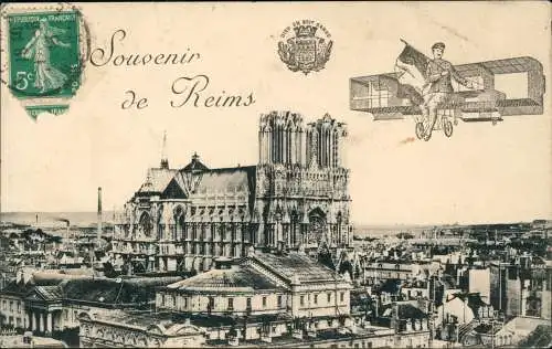 CPA Reims Reims Gesamtansicht mit Kathedrale 1913