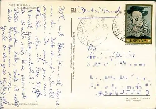 Corralejo (Fuerteventura) 3-Bild-Karte mit Strand, Fischer, Hostal 1970