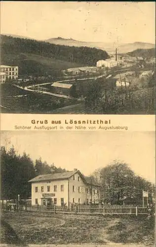 Oederan 2 Bild: Fabrik Restauration Gruß aus Lössnitzthal Erzgebirge 1912