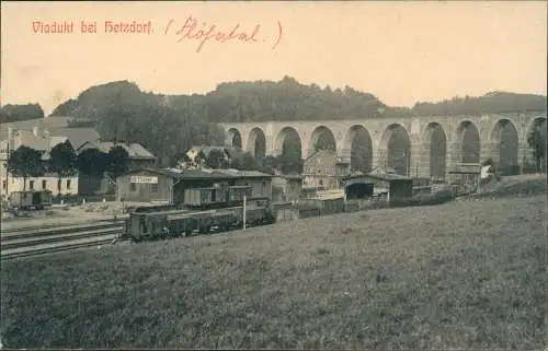 Ansichtskarte Hetzdorf-Flöha (Sachsen) Viadukt und Bahnhof aus der Nähe 1912