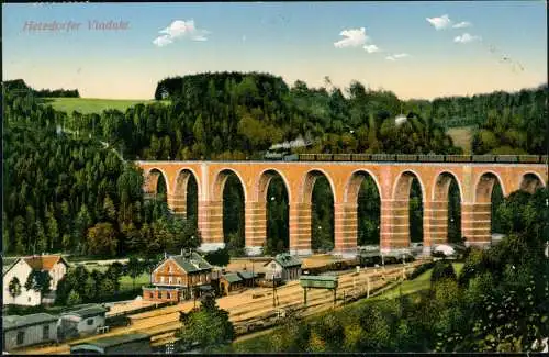 Ansichtskarte Hetzdorf-Flöha (Sachsen) Viadukt und Bahnhof 1912