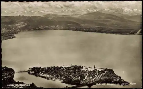 Lindau (Bodensee) Luftbild Blick auf Bregenz m. Osterr. Alpen 1959