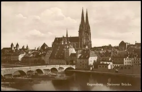 Ansichtskarte Regensburg Steinerne Brücke 1938