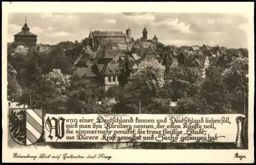 Ansichtskarte Nürnberg Blick auf Hallertor und Burg 1940