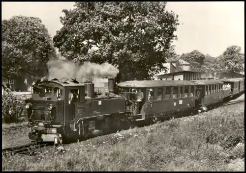 Radebeul Traditionsbahn Radeburg, Ausfahrt aus Bahnhof Radeburg 1981