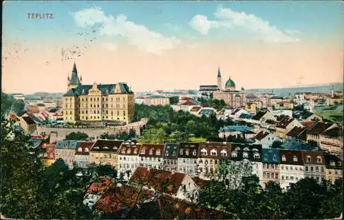 Postcard Teplitz-Schönau Teplice Stadtblick 1915  gel. Zensur Geprüft