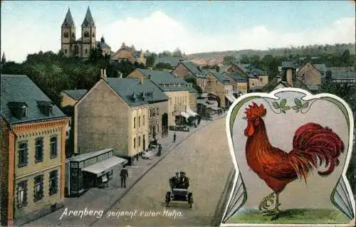 Ansichtskarte Arenberg-Koblenz Straßenpartie, Kiosk - roter Hahn 2 Bild 1911