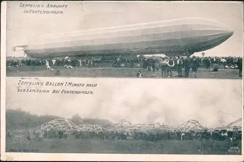 Ansichtskarte Leinfelden-Echterdingen Zeppelin Unglück 1908