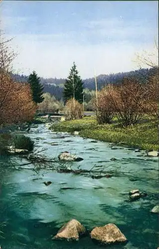 Ansichtskarte Oederan Vorfrühling am Bache. Lößnitztal Photochromie 1912