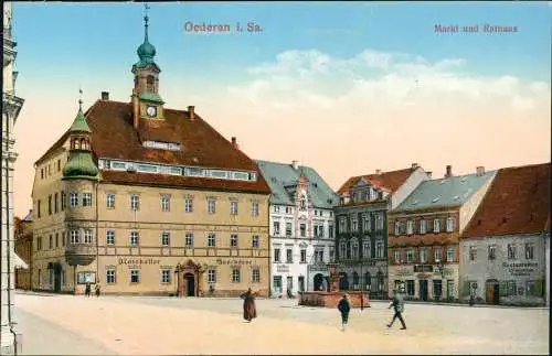 Ansichtskarte Oederan Marktplatz, Restauration 1913