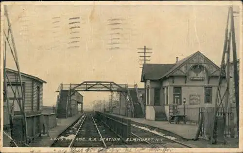 Postcard Elmhurst (New York) R.R. Station/Bahnhof 1912