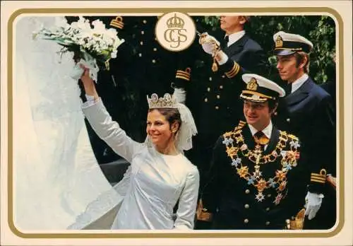 King of Sweden Carl XVI Gustaf and the Queen Silvia.Monarchie Adel 1976