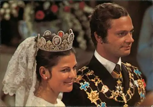 Ansichtskarte  Adel Monarchie FÖR SVERIGE I TIDEN Sweden Hochzeit 1976