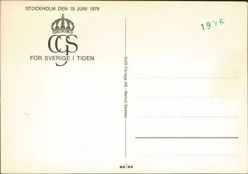 Ansichtskarte  Adel Monarchie FÖR SVERIGE I TIDEN Sweden Hochzeit 1976