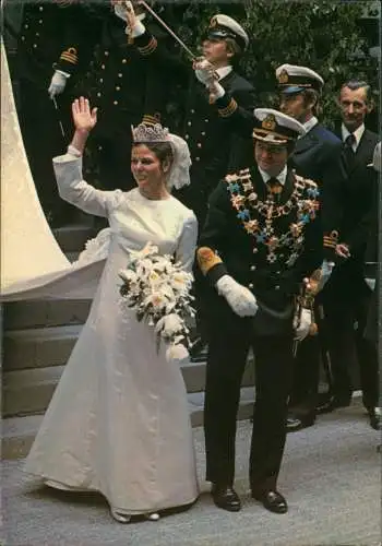 Ansichtskarte  Adel Monarchie FÖR SVERIGE I TIDEN Hochzeit Paar 1976