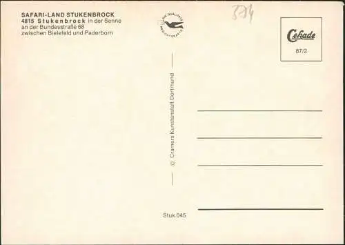 Stukenbrock FREIZEIT-SAFARI-LAND STUKENBROCK (Mehrbildkarte) 1987
