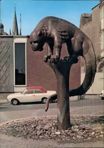 Ansichtskarte Aachen Denkmal Das Bahkauv (Bachkalb), Auto (alter Ford) 1970