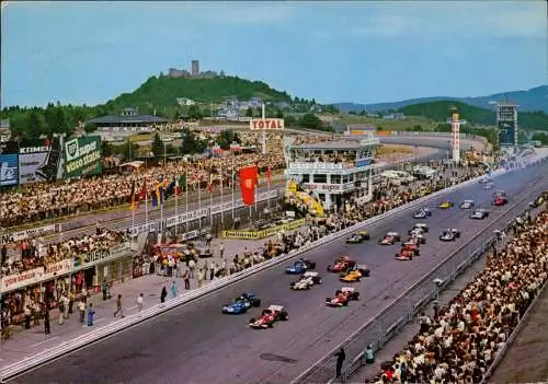 Ansichtskarte Adenau Nürburgring Rennstrecke Start-Bereich Formel I 1973