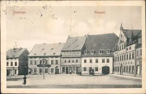 Ansichtskarte Oederan Altmarkt, Geschäfte 1916