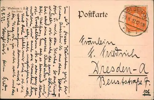 Ansichtskarte Oederan Am Brühl - Künstlerkarte 1922