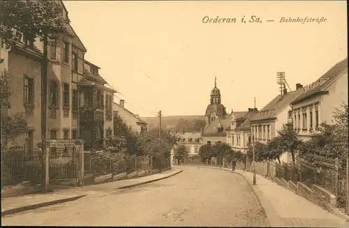 Ansichtskarte Oederan Bahnhofstraße, Warenhandlung 1924