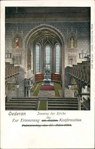 Ansichtskarte Oederan Stadtkirche Zur Erinnerung an meine Konfirmation 1904