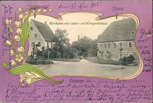 Ansichtskarte Oederan Kirchplatz Kriegerdenkmal 1905 Passepartout
