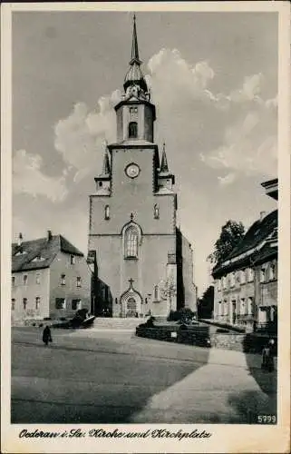 Ansichtskarte Oederan Stadtkirche, Vorplatz 1952