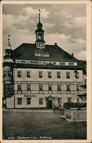 Ansichtskarte Oederan Rathaus, Ratskeller 1940