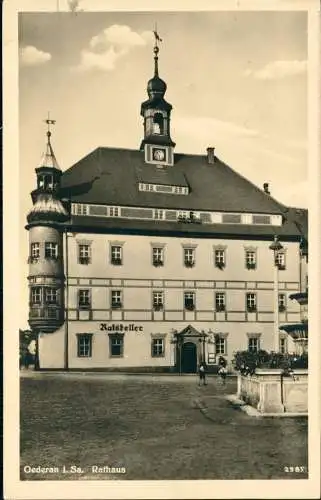 Ansichtskarte Oederan Rathaus Ratskeller 1942   2. Weltkrieg Feldpost gelaufen