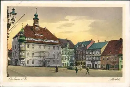 Oederan Marktplatz Markt Partie am Ratskeller mit Sparkasse 1927