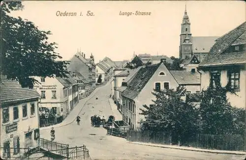 Oederan Langestraße Lange-Strasse, Fuhrwerk, Geschäft Haubold 1910