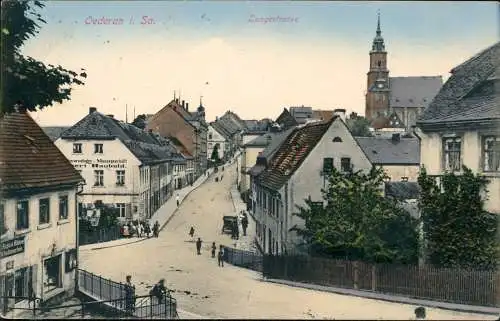Ansichtskarte Oederan Langestraße mit Haubold-Geschäft 191