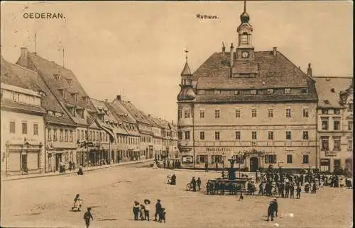 Ansichtskarte Oederan Rathaus mit Ratskeller 1916