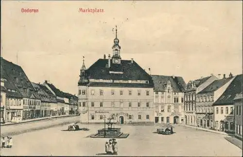 Ansichtskarte Oederan Marktplatz 1912   gelaufen mit Stempel OEDERAN